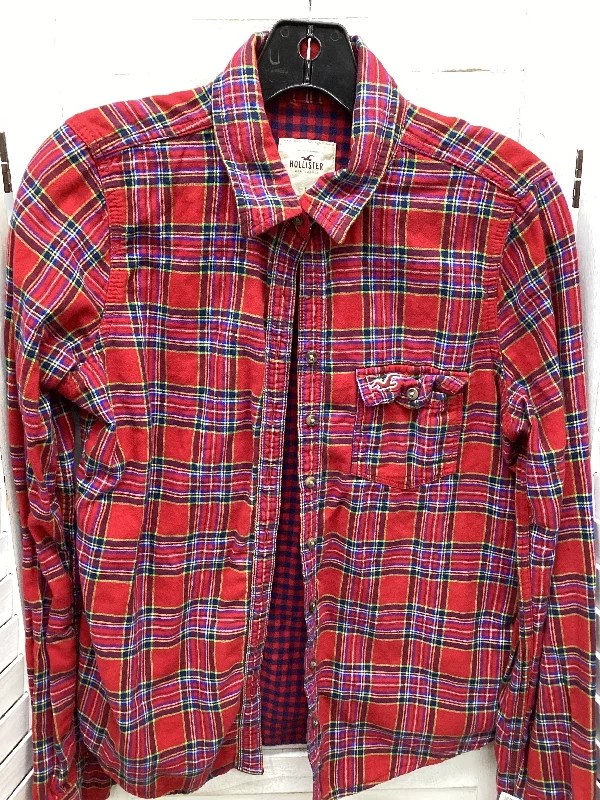 Top Long Sleeve By Hollister In Plaid Pattern, Size: L