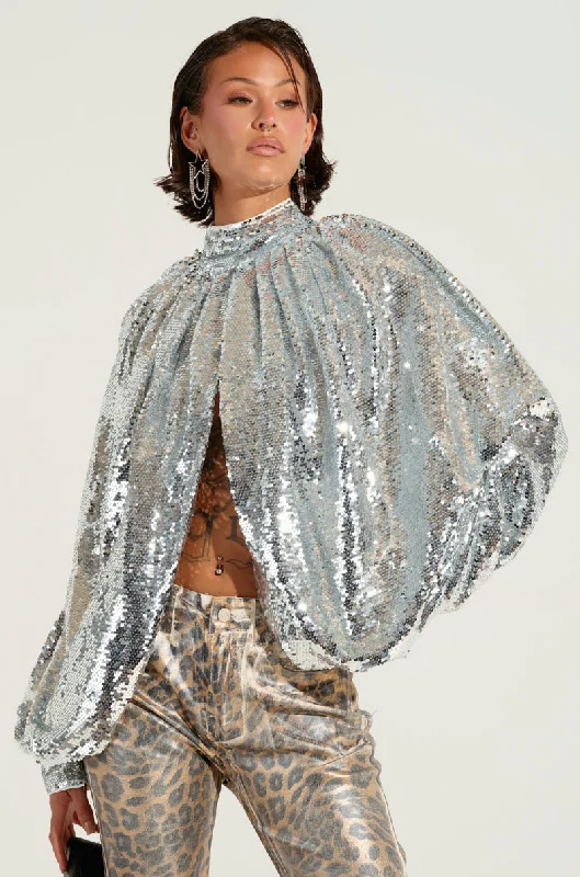 MASTERPIECE SEQUIN PUFF SLEEVE TOP