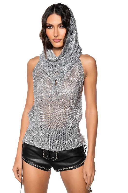 GLISTENING RHINESTONE MESH TOP