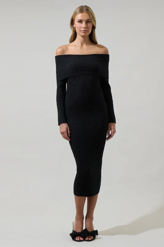 Vonnie Off the Shoulder Midi Sweater Dress