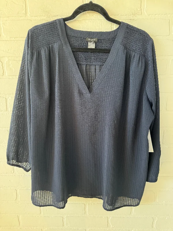 Top Long Sleeve By Ann Taylor In Blue, Size: Xl