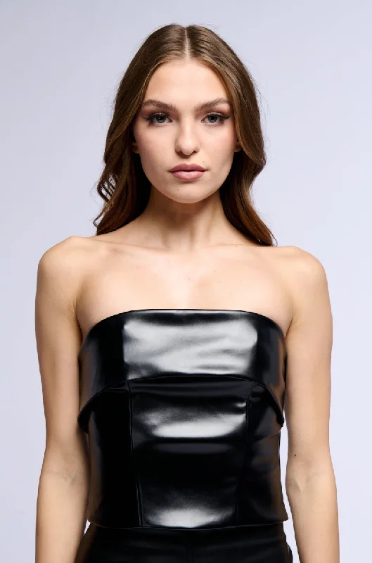 CARRIE FAUX LEATHER TUBE TOP CORSET