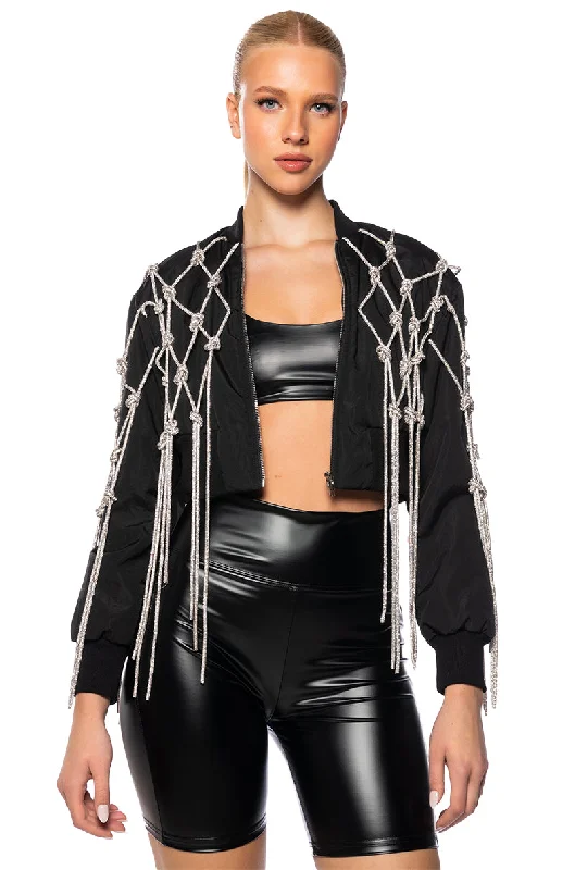 KYLER CROP BOMBER WITH DIAMOND ROPE