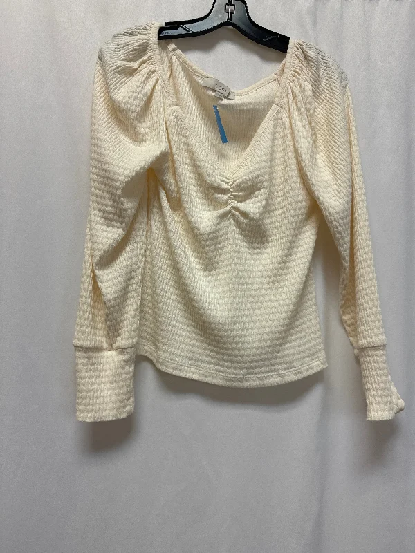 Top Long Sleeve By Loft In Cream, Size: L