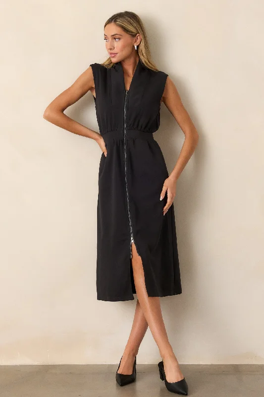 Distant Sun Black Sleeveless Midi Dress