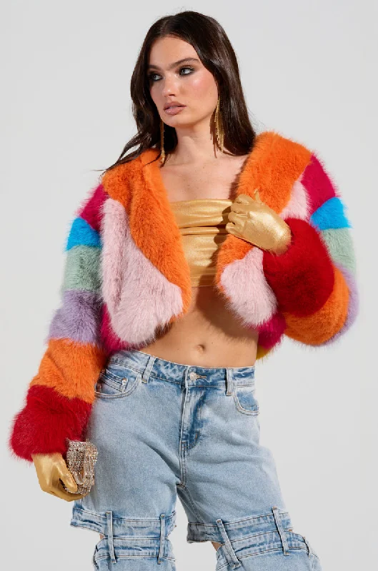 CALL ME CRAZY RAINBOW FUR JACKET