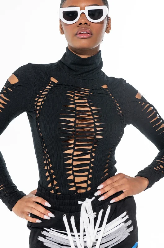 THE CUTOUTS RIB TURTLENECK TOP