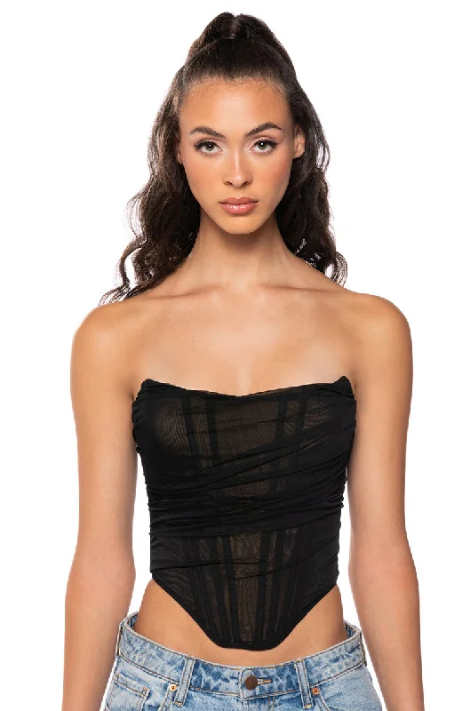 NEVER CONTROVERSIAL STRUCTURED MESH CORSET TOP