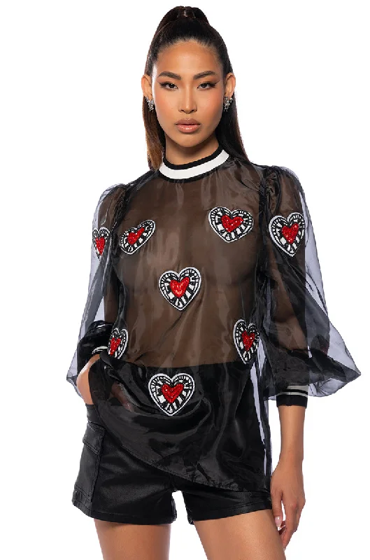 HIGHEST HONOR EMBELLISHED BLOUSE