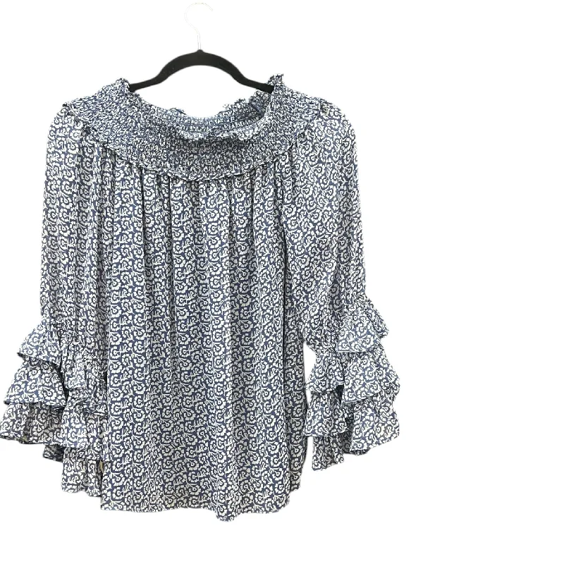 Top Long Sleeve By Cece In Blue, Size: L