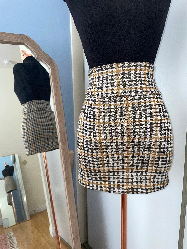 Mustard Plaid Mini Skirt