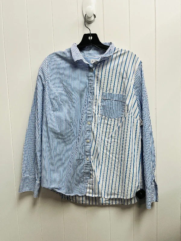 Top Long Sleeve By J. Crew In Blue & White, Size: Xl