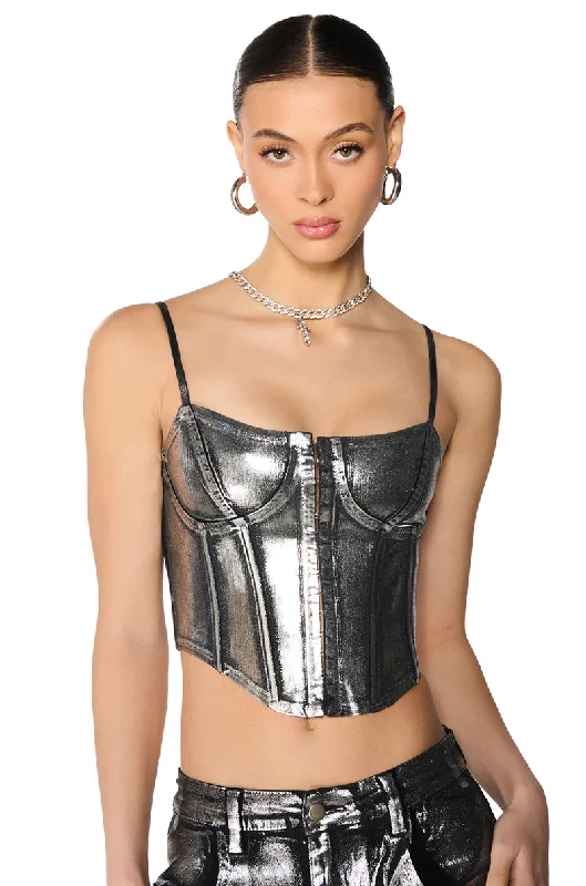 PYRITE METALLIC COATED DENIM CORSET