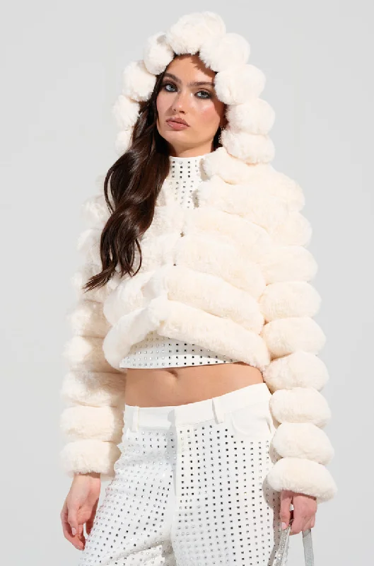 BUNNY CROPPED FAUX FUR COAT