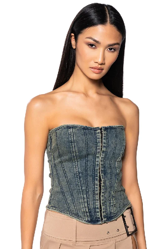 DOUBLE VISION OMBRE DENIM CORSET TOP