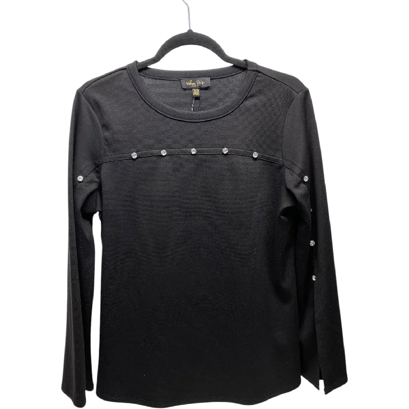 Top Long Sleeve By Melissa Paige In Black & Silver, Size: Mp