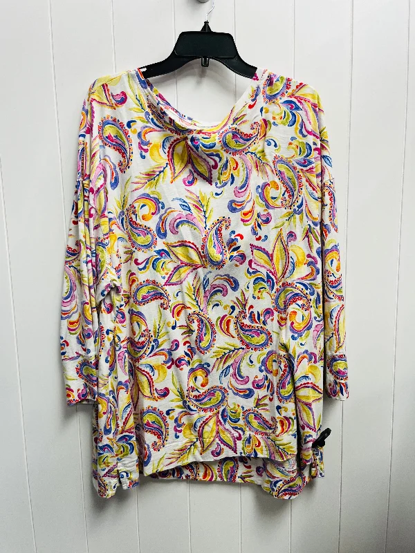 Top Long Sleeve By West Bound In Orange & Purple, Size: 3x