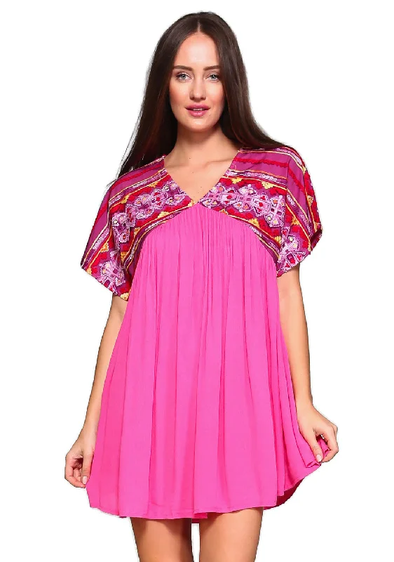 Pretty in Pink Baby Doll Mini Dress, Fuchsia Plus Size