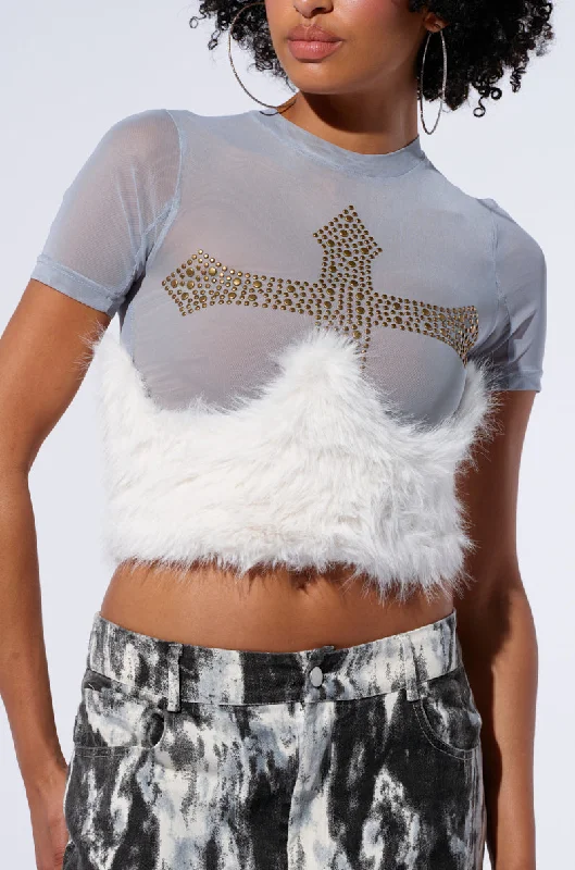 TUNDRA FAUX FUR CORSET BELT