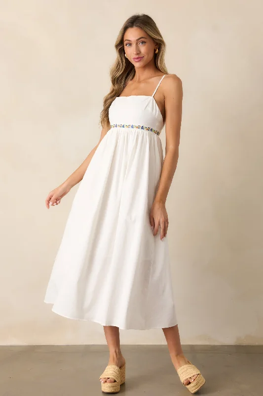 MINKPINK Elini Ivory Embroidered Midi Dress