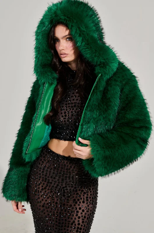 LUCKY HOODED FUR BOMBER