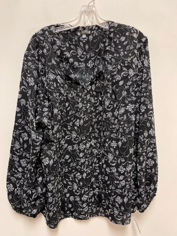 Top Long Sleeve By Cotton Bleu In Black & White, Size: Xl