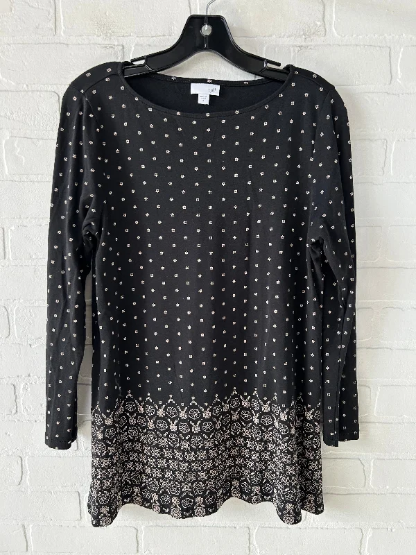 Top Long Sleeve By J. Jill In Black & Tan, Size: M