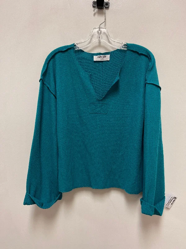 Top Long Sleeve By Double Zero In Teal, Size: S