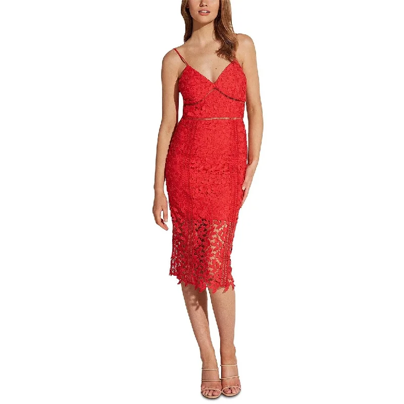 Bardot Women's Roxy Lace Midi Cocktail Dress Size Red Size X-Small