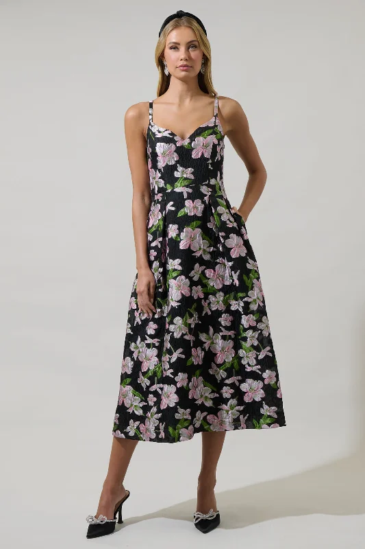 Elsinore Floral Pleated Midi Dress