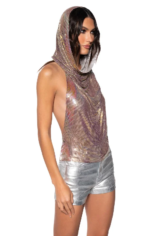 SUNNA METAL CHAIN TOP WITH A HOOD