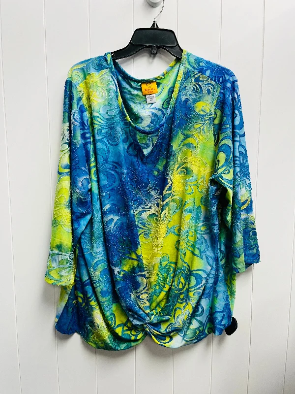 Top Long Sleeve By Ruby Rd In Blue & Green, Size: 3x