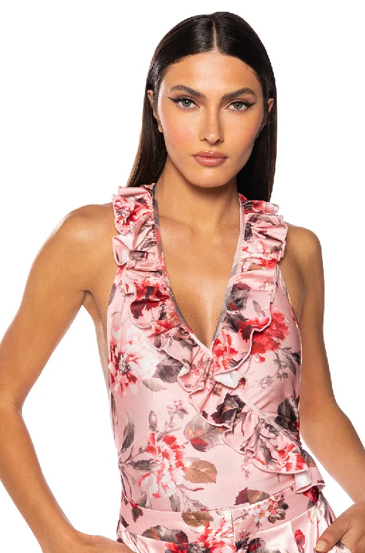 POPPY RUFFLED HALTER NECK BODYSUIT