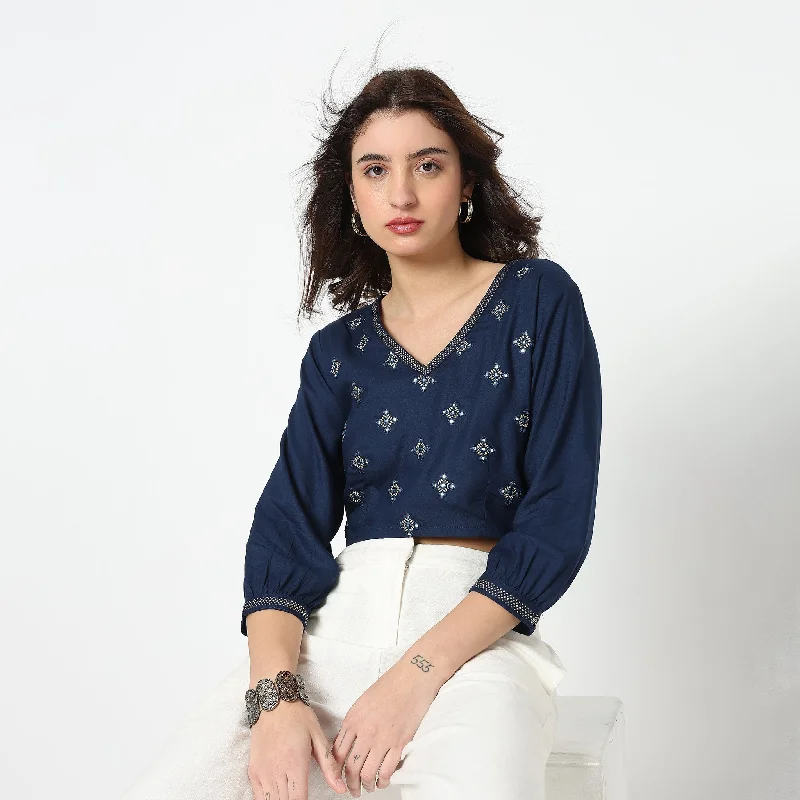 Boxy Fit Embroidered Top