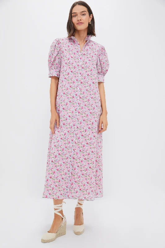 Pink Multi Ruffle Collar Louisa Maxi Dress