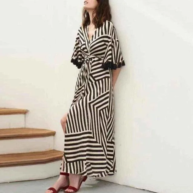 KittenAlarm - Marie Striped Maxi Dress