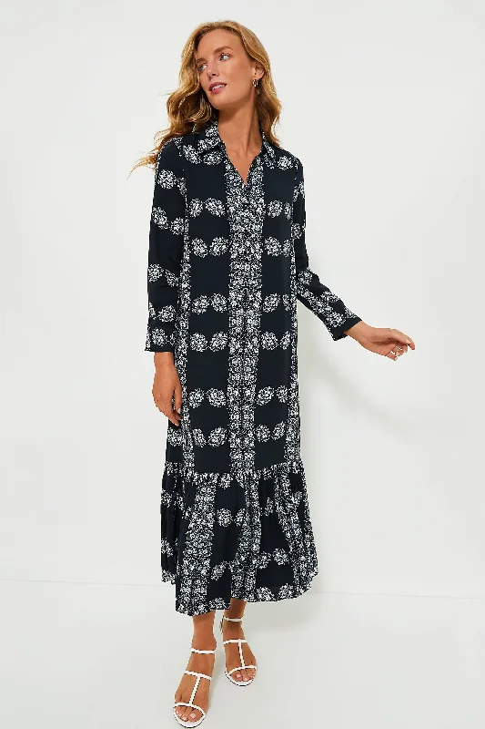 Navy Floral Miller Maxi Shirt Dress