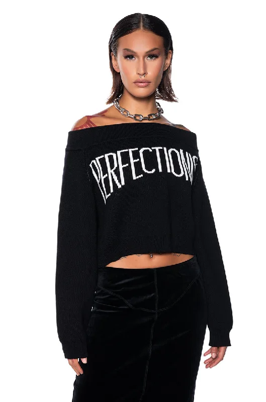 MISS PERFECTION OFF THE SHOULDER SWEATER