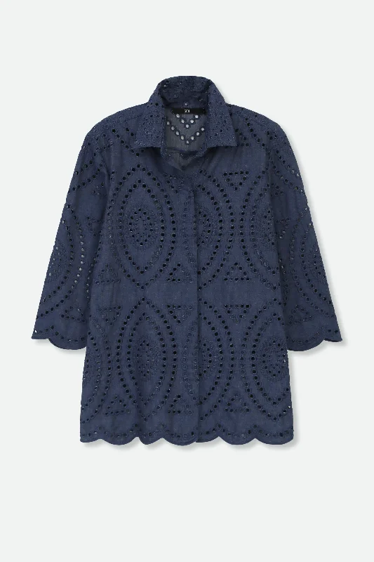 CESARE CAMP SHIRT ITALIAN DENIM EYELET