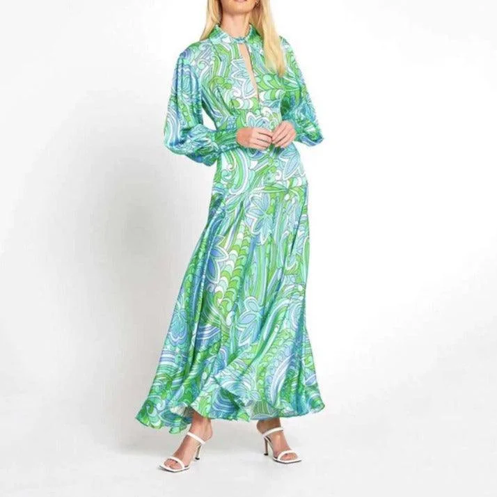 KittenAlarm - Purlie Keyhole Floral Maxi Dress