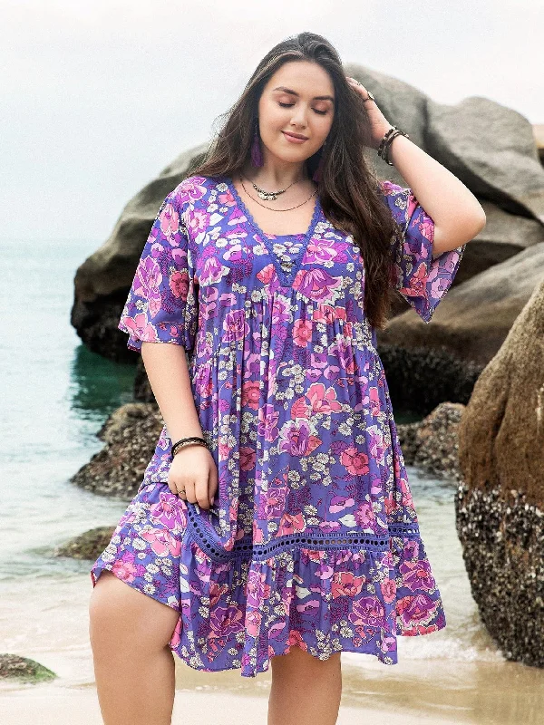 PLUS SIZE Evie Mini Dress - Purple | LAST SIZES