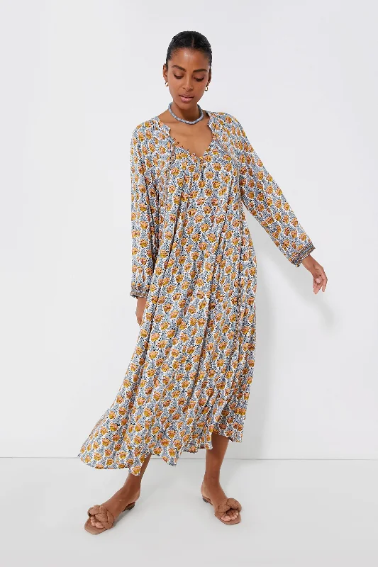 Tulip Print French Blue Fiore Maxi Dress