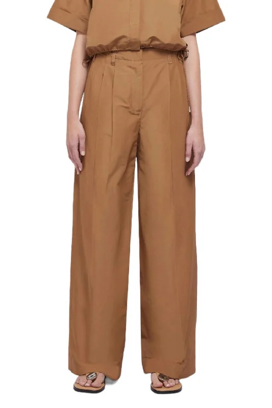 Leroy Pleated Wide Leg Pants In Hickory