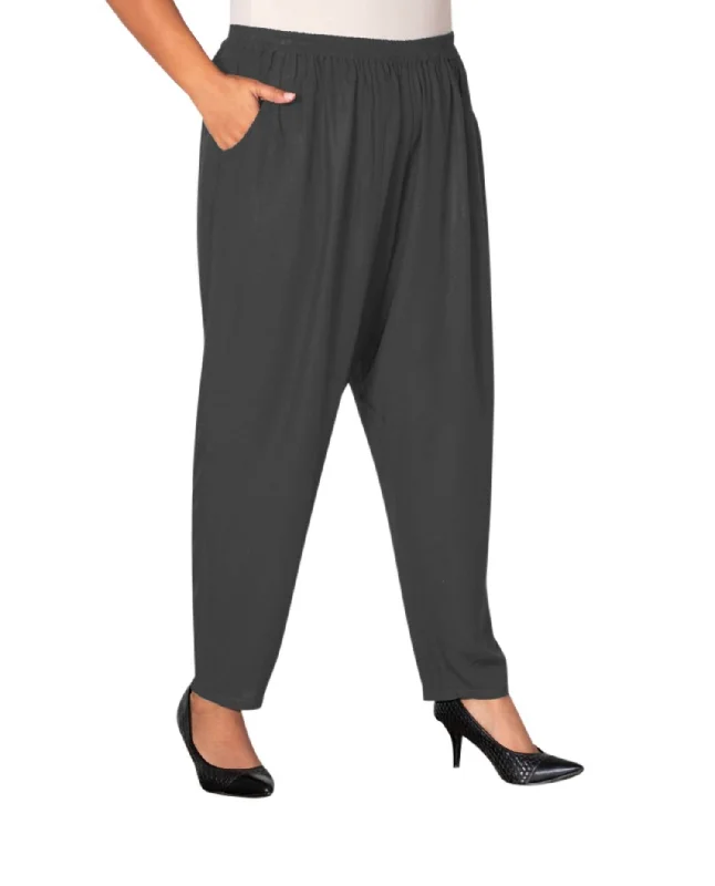 Tailored Leg Rayon Pants - Plus In Gray