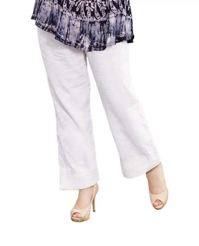 Wide Leg Linen Pants - Plus In White