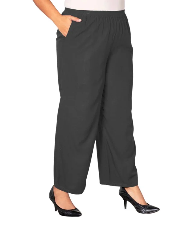 Wide Leg Rayon Pants - Plus In Gray