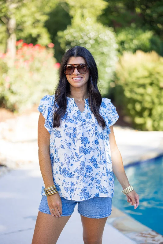 Blissfully Blue Floral Top