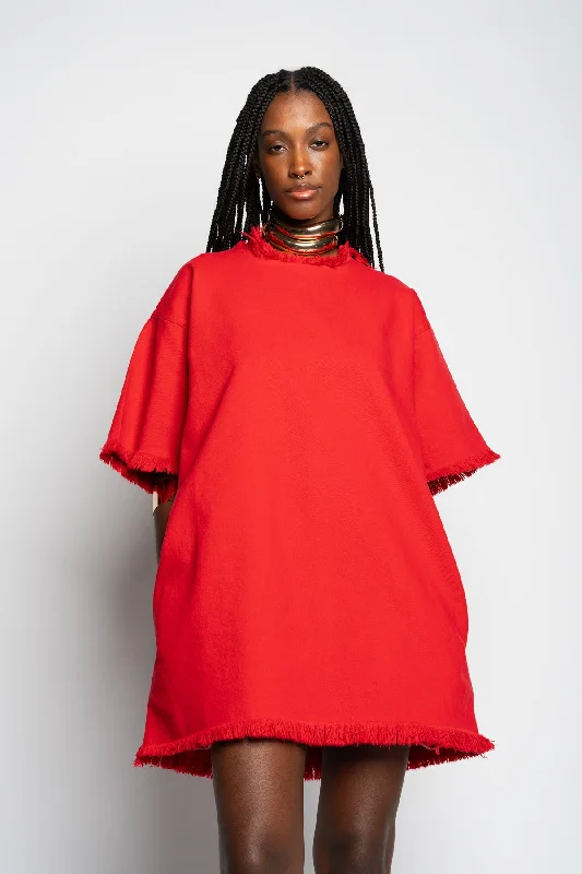 RED OVERSIZED T-SHIRT DRESS