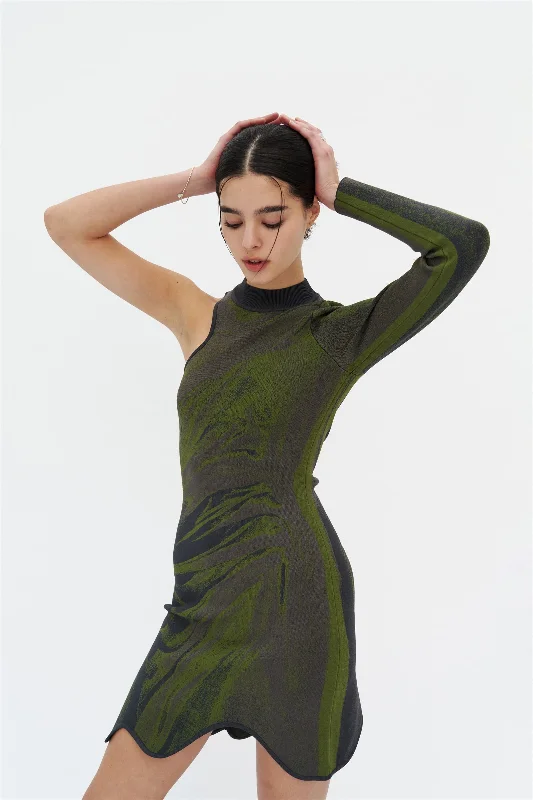 REX ONE SLEEVE WAVY DRESS