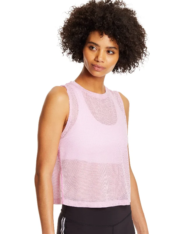 Champion Womens Cropped Mesh Tank, L, Ice Cake